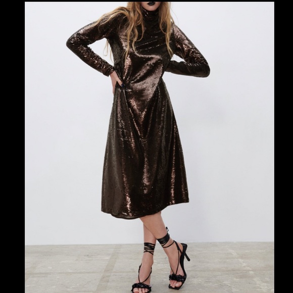 NWT ZARA SEQUIN KNIT DRESS - Picture 6 of 13